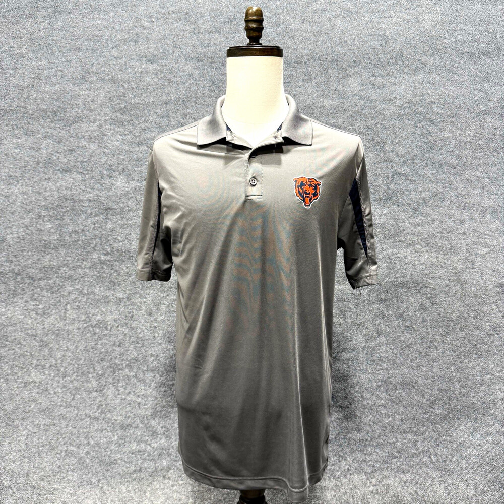 Chicago Bears NFL Mens Large Gray Performance Polo Shirt Team Apparel L